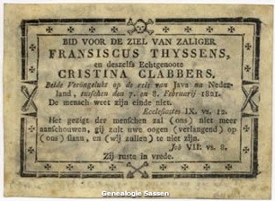 Perkamenten bidprentje Thyssens-Clabbers (tekst)