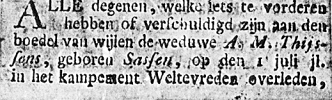 door een notaris in de Javasche Courant geplaatste advertentie