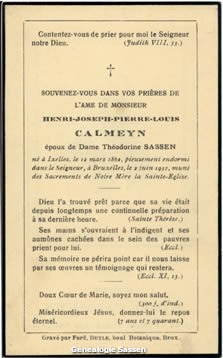 bidprentje Henri Joseph Pierre Louis Calmeyn (tekst - Frans 2)