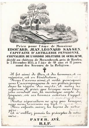 bidprentje Eduardus Joannes Leonardus Sassen (tekst - Frans)