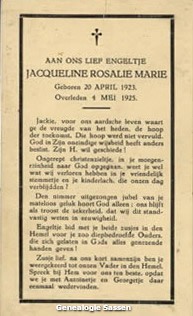 bidprentje Jacqueline Rosalie Marie Sassen (tekst)