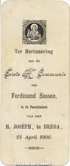 communieprentje Ferd Sassen (tekst)