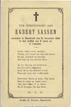 bidprentjes Joseph Ferdinand Egbert Sassen (tekst - NL)