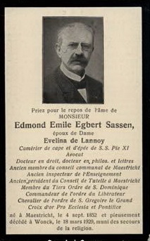 bidprentje Mr. Dr. Edmond Emile Egbert Sassen (foto - Frans)