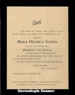 overlijdensannonce  Marie Henriette Sassen