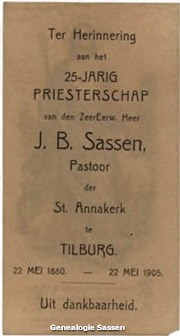 25-jarig priesterschap Johannes Baptista Paulinus Sassen (tekst)