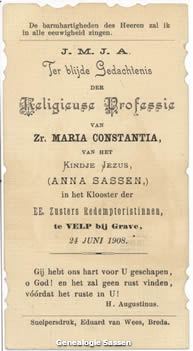 Professie Anna Wynanda Maria Josephina Sassen (tekst)