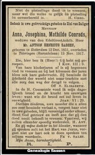 bidprentje Anna Josephina Mathilda Conrads (tekst)