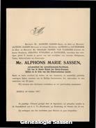 overlijdensannonce Mr. Alphonse Marie Sassen