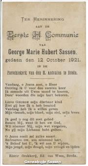 communieprentje Mr. George Marie Hubert Sassen (tekst)