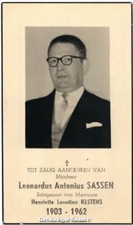 bidprentje Leonardus Antonius Sassen (foto)