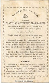 bidprentje Mathias Josephus Habraken (tekst)