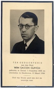 bidprentje Willebrordus Sassen Clingh (foto)