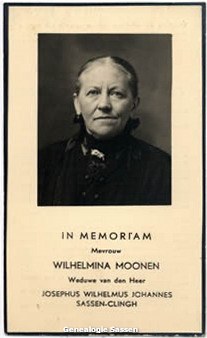 bidprentje Wilhelmina Moonen (afbeelding)