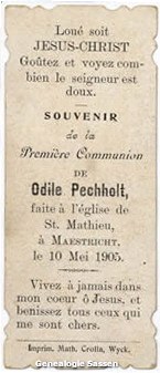 communieprentje Augustina Elisa Hubertine Odile Pechholt (tekst)